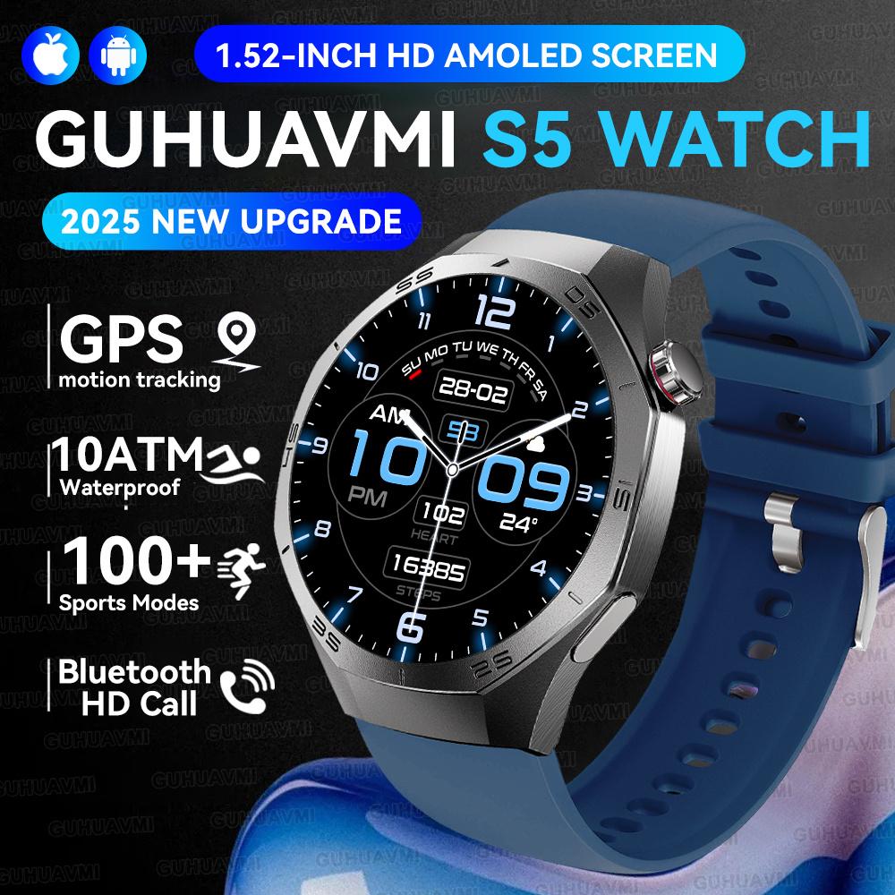 New GPS Tracking AMOLED Screen Smart Watch For Men Sports Modes Bluetooth Call Heart Rate 10ATM Waterproof For Android iOS