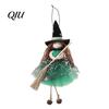 Scary Witch Doll Halloween with Broom, Small Hanging Figurine Cool Accessory Gauze Skirt for Haunted House, Door Window Decor Home Decoration