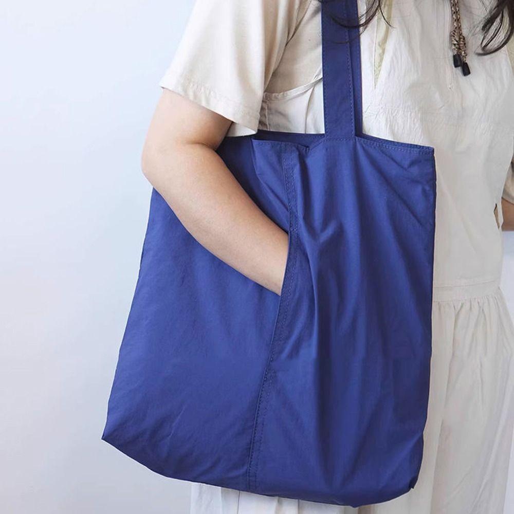 Large Capacity Women Shopping Bag Anti-Theft Foldable Grocery Handbag Built-In Pocket Reusable Portable Shoulder Tote Casual Use