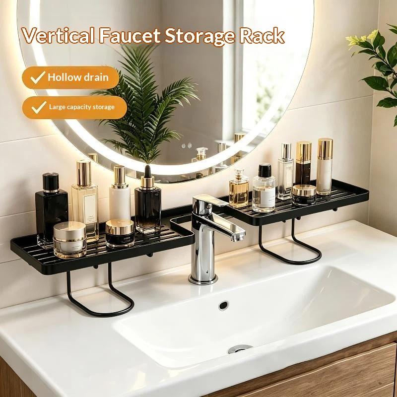 No Drill Iron Mesh Storage Rack Rust Resistant Multifunctional Bathroom Organizer for Sink Kitchen Garage Wall