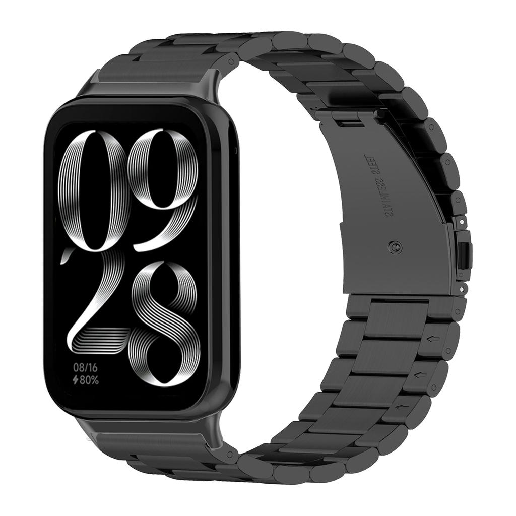 Dla Xiaomi Smart Band 8 Pro Pasek do zegarka ze stali nierdzewnej z narzędziem, teleskopem, czarny pasek do zegarka