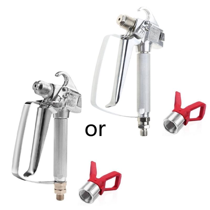 Airless-Spritzpistole mit Spitzenschutz 517er Spitze Rutschfester Griff Silber für Farbe Stein Farbe Spachtel Möbel Dekoration 3600 PSI