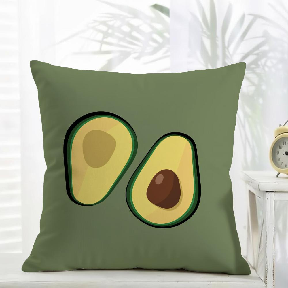 Pattern Fresh Avocado Print Cushion Cover Daily Washable Linen Pillowcase Soft For Sofa Bed Home Room Decor