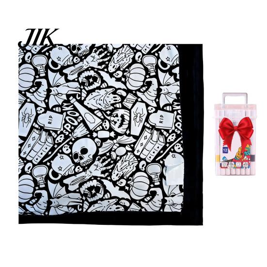 DIY Coloring Blanket for Parties Color Your Own Art Project with Markers Washable Gift Idea Craft Throw Home Decor Holiday Party Activity Unique