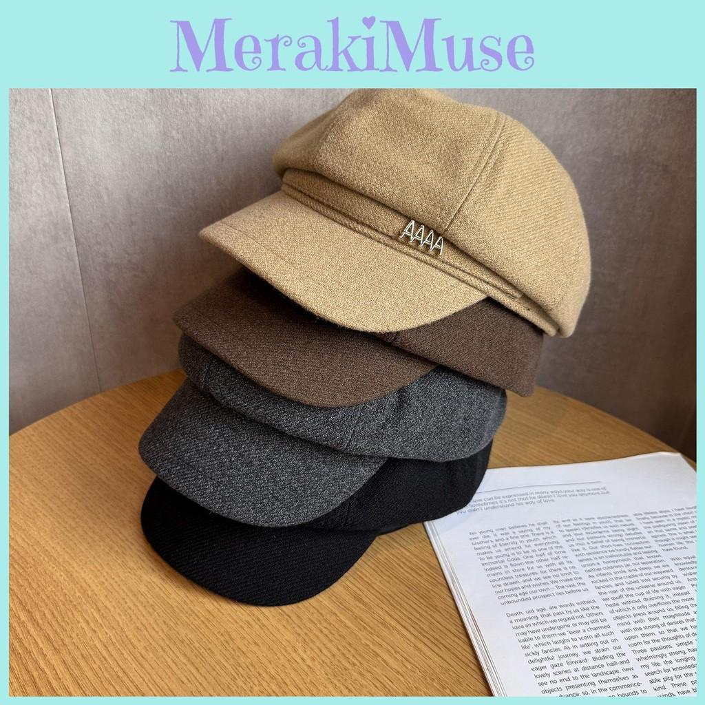 Letter Solid Color A Retro Beret Hat Ladies Polyester Fabric Fashion Accessory