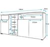 3-Door Buffet Cabinet | 3 Glass Shelves | LED | 150 X 72 X 35 Cm | White Color with Glossy Finish | Clark