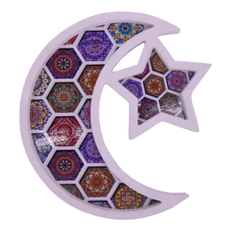 Ramadan Wood Serving Trays Wood Plate Storage Tray Eid Dessert Dinner Bread Fruit Snacks Food Display Dishes for Kitchen