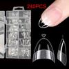 240Pcs Half Cover Almond Pre-Filed Nail Tips Half Matte XS Press On Fake Nail Extension for Small Tiny Nail Bed 12 Sizes In Box