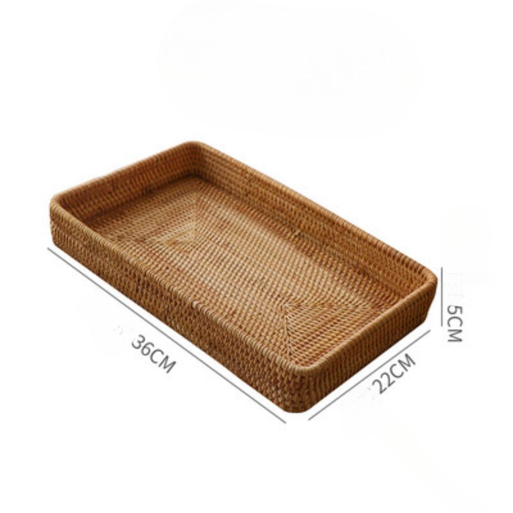 Dessert Tray Plant Basket Handmade Rattan Basket Rattan Storage Box Snack Bread Fruit Food Breakfast Table Display Tray