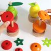 Set di Frutta da Impilare in Legno - Blocchi da Impilare a Forma di Limone/Arancia/Fragola/Pera per Motricità Fine e Riconoscimento delle Forme