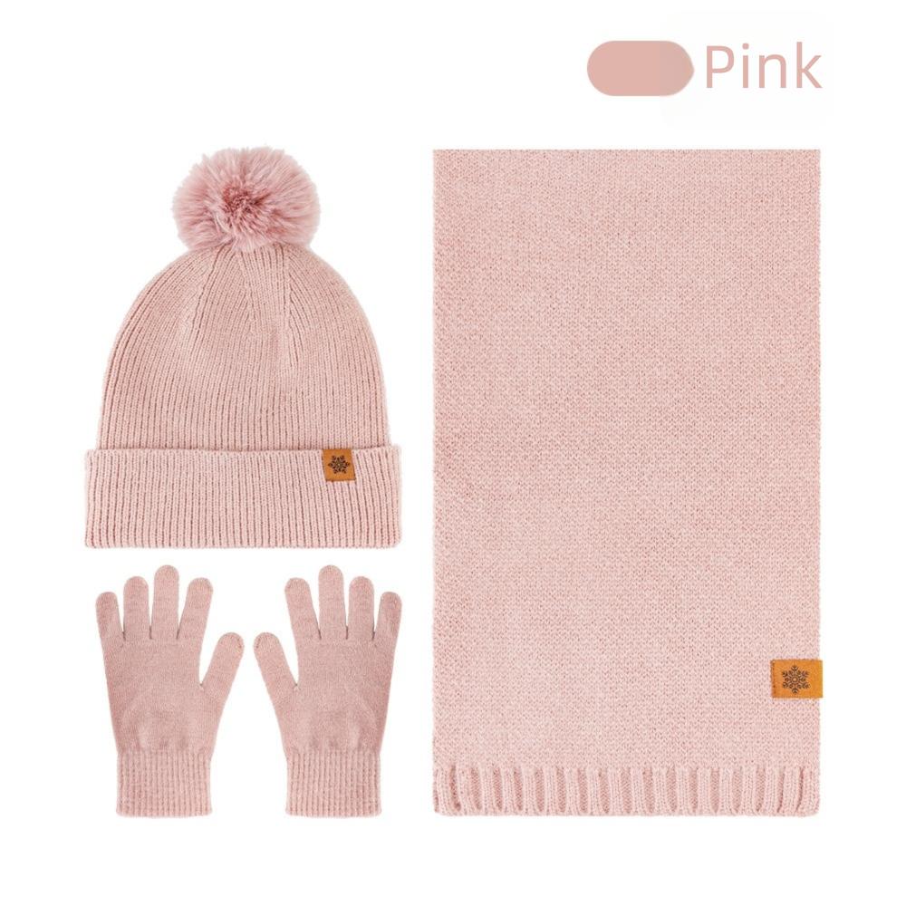 3Pcs/Set Thicken Knit Beanie Snood Set Plush Lining Touchscreen Gloves for Men Women