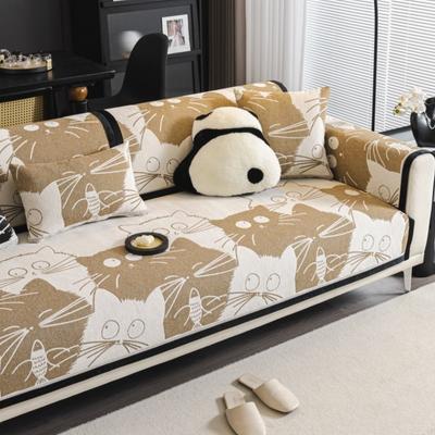 Autumn Home Almofada de sofá antiderrapante Capas de sofá Tapete Chenille Capa de sofá com estampa de gato Funda Tapetes de sofá