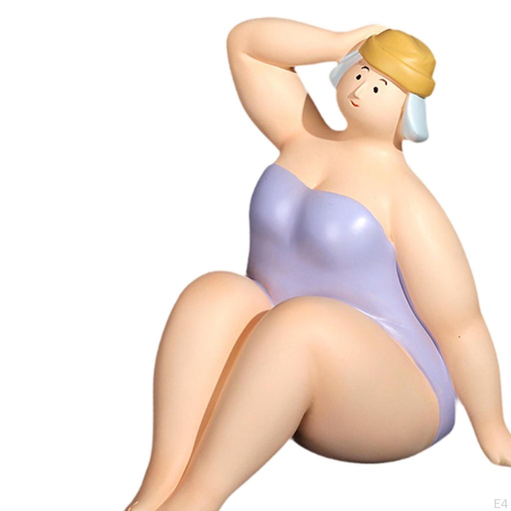 Beach Woman Figurine Ornament Decorative Craft Desktop Sculpture Resin Statue for Entryway