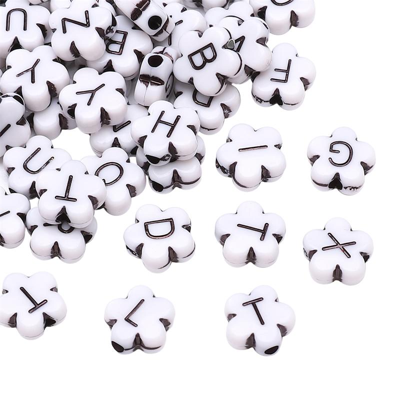 

10 мм 100 шт./500 г акриловые бусины с буквами AZ, бусины с цветком сливы для DIY ожерелья, браслета, изготовления ювелирных изделий 10mm 100pcs