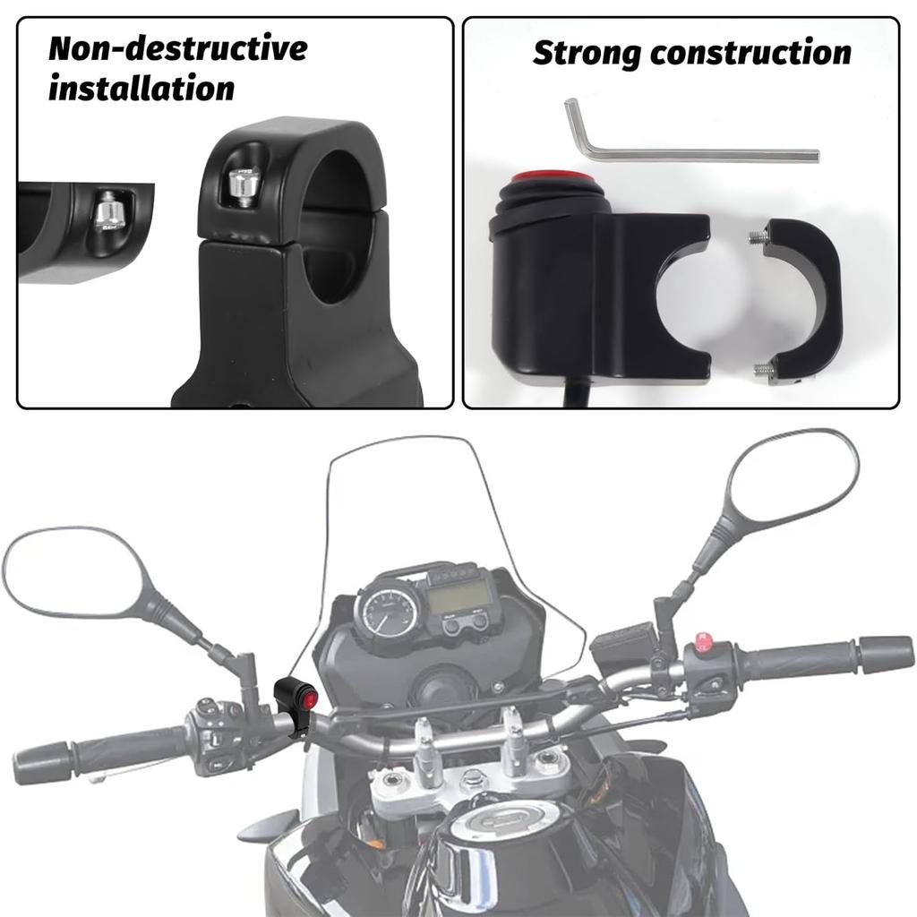 2PCS 7/8" Handlebar Switch - 12V Aluminum Alloy Motorcycle Light ON/Off Switch - Waterproof & Durable Design For Bike, ATV, LED Light (2 PCS)