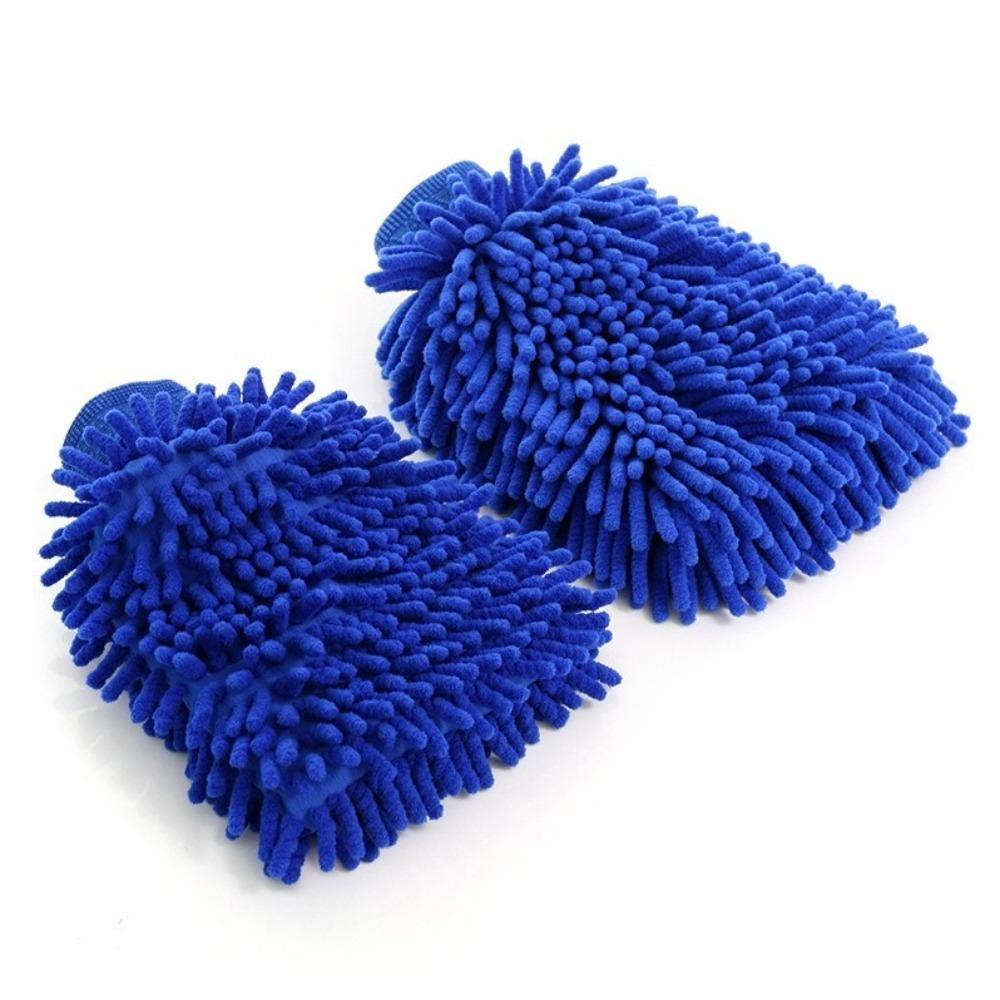 

2 pieces Elastic Cleaning Mitts Ultra Absorbent Coral Fleece Gloves Washing Gloves Kitchen Cleaning L темно-синього кольору