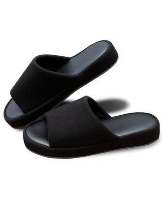 IkucheL Room Shock Size L Men's Slippers, Antibacterial, Unisex, Lightweight, Stylish, Absorbing, Black,