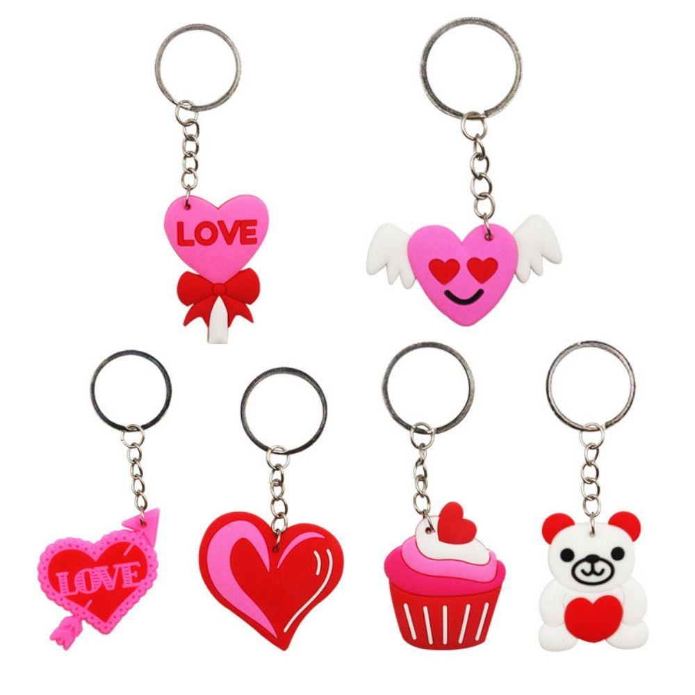 

Silicone DIY Love Keychain Pink Valentine Love Pendant Creative Pink Valentine Key Chain Couple Style 9
