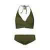 Two-Piece Sexy Bikini Swimsuit For Women Solid Color Deep V Halter Lacing Up Bra With Low Rise Briefs Summer Swimwear Set