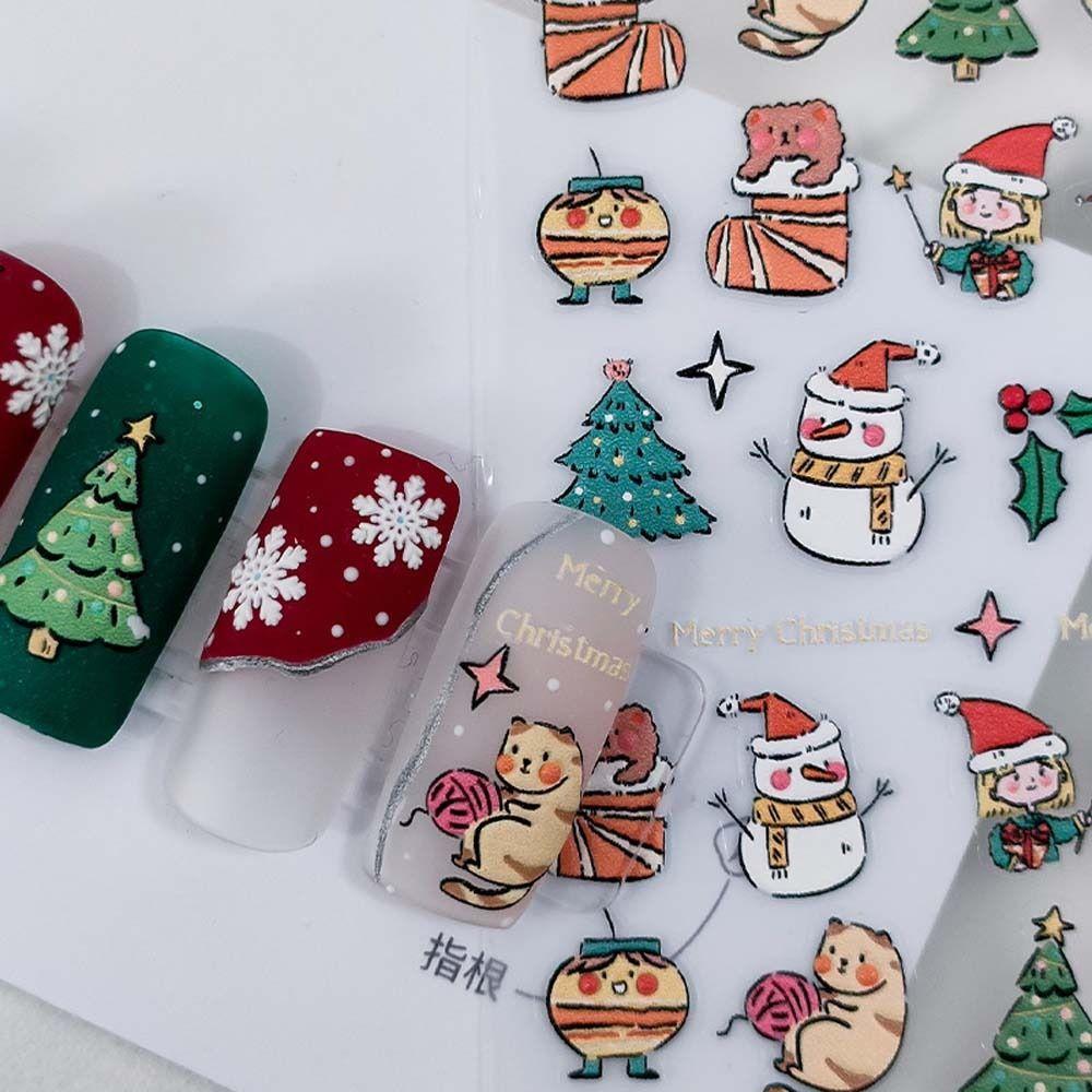 Santa Claus Elk Nail Stickers Christmas Nail Stickers Nail Art Decorations Snowflake Nail Decals