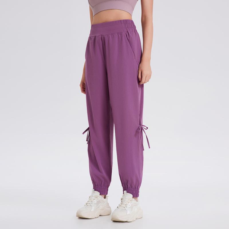 

Женские брюки для йоги свободного кроя, быстросохнущие, с эластичными манжетами, для фитнеса и бега весной и осенью. Medium сливовый/фиолетовый