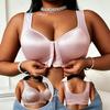 Satin-Unterwäsche mit Knopfleiste vorne, Damen, Große Größen, Raffung, Sport, BH ohne Bügel Text