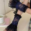 Delicate Rhinestones Embroidered Gloves Soft Nylon Arm Sleeves For Daily Fashion Evening Event