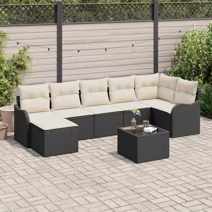 VidaXL Ensemble de canapés de jardin 7 pièces en poly rotin marron 3354466