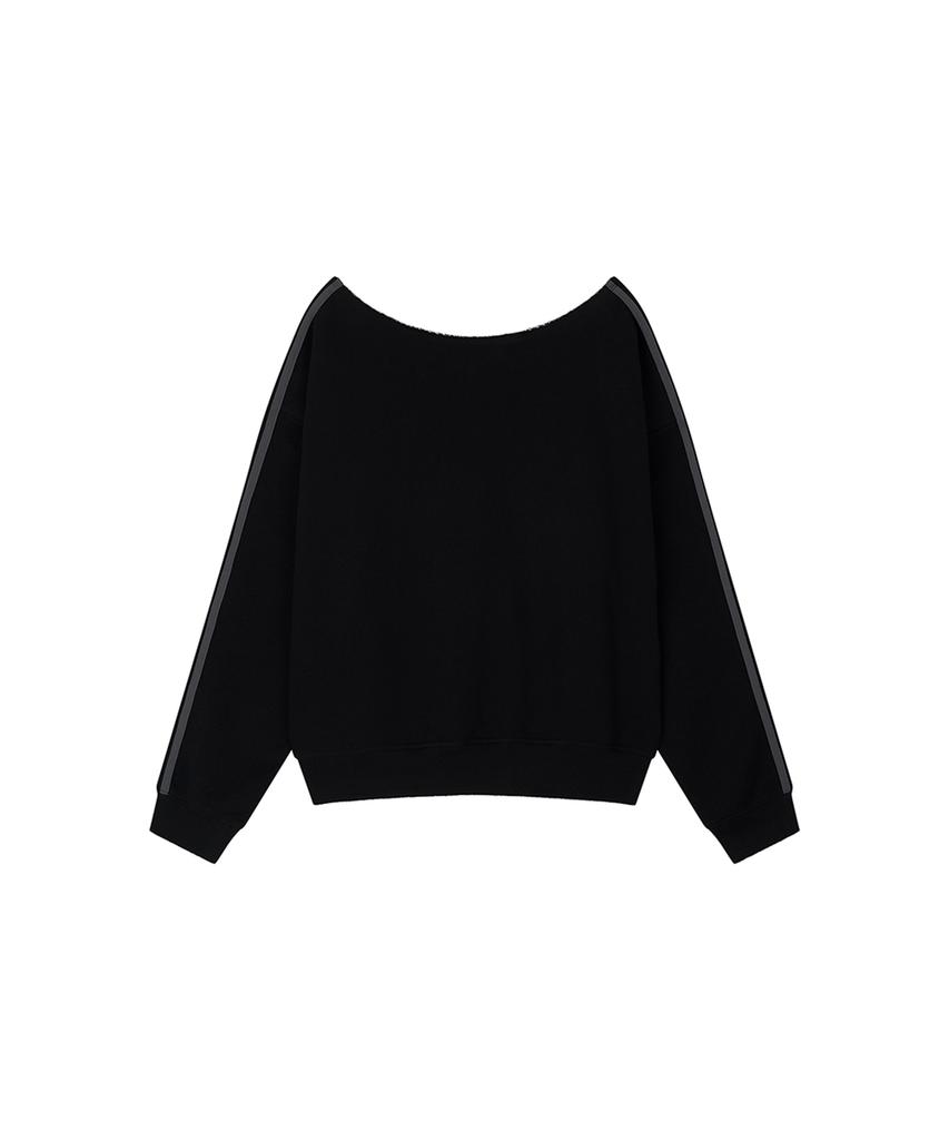 ROUGHTYPE Trackline Off-Shoulder Sweatshirt - Black