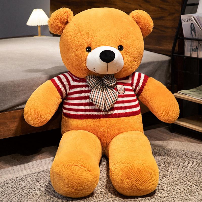 New 100cm Giant Dressed Sweater Bear Bowknot Multiple Color Options Plush Animals Dolls Super Soft Baby Soothing Toys Gift Decor