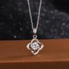 1 Karat Moissanit Fyraklöver Hänge Halsband, S925 Sterling Silver, Dam Koreansk Mode Choker.
