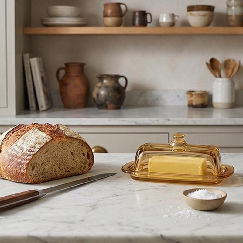 Glass Butter Dish Lid Included Elegant Plate for Butter Storage and Snacks Serving Practical Kitchen Tool