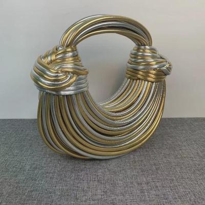 Γυναικεία τσάντα χειρός Premium σε χρυσό χρώμα Cross-Border - Τσάντα ώμου με υφαντό σχέδιο niche