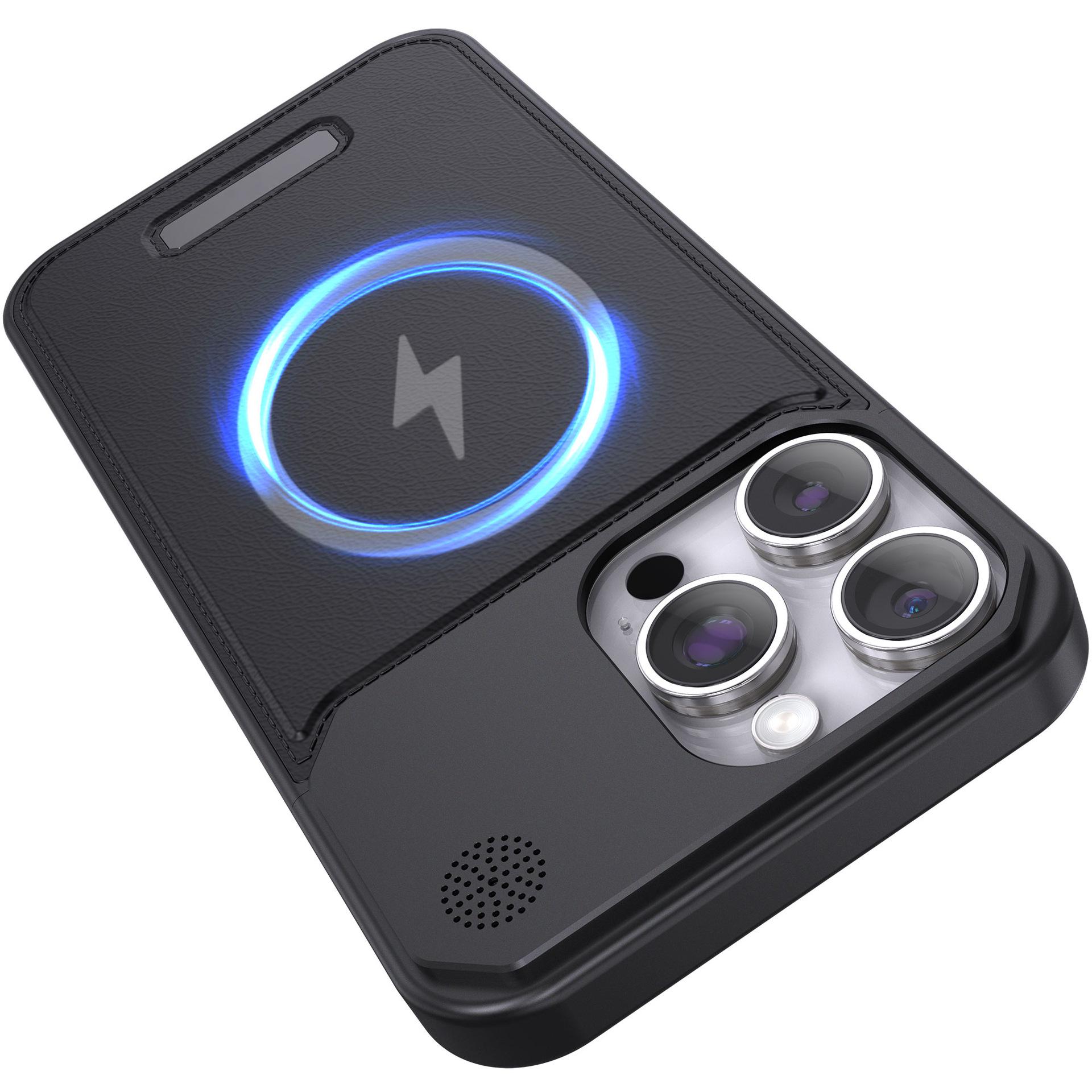 

Чехол для телефона из кожи и алюминия с ароматерапией для iPhone 15 Pro Max/iPhone 16 iPhone 14 Pro 6.1 чёрный