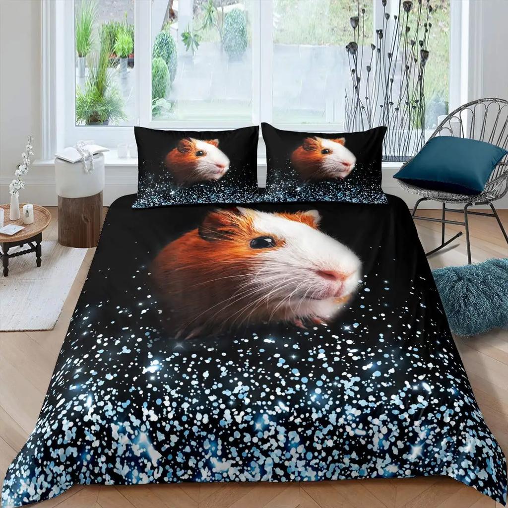 3D Hamster Duvet Cover King Queen Size Lovely Guinea Pig Bedding Set for Kids Teens Adults Family Pet Animal 2/3pcs Quilt Cover