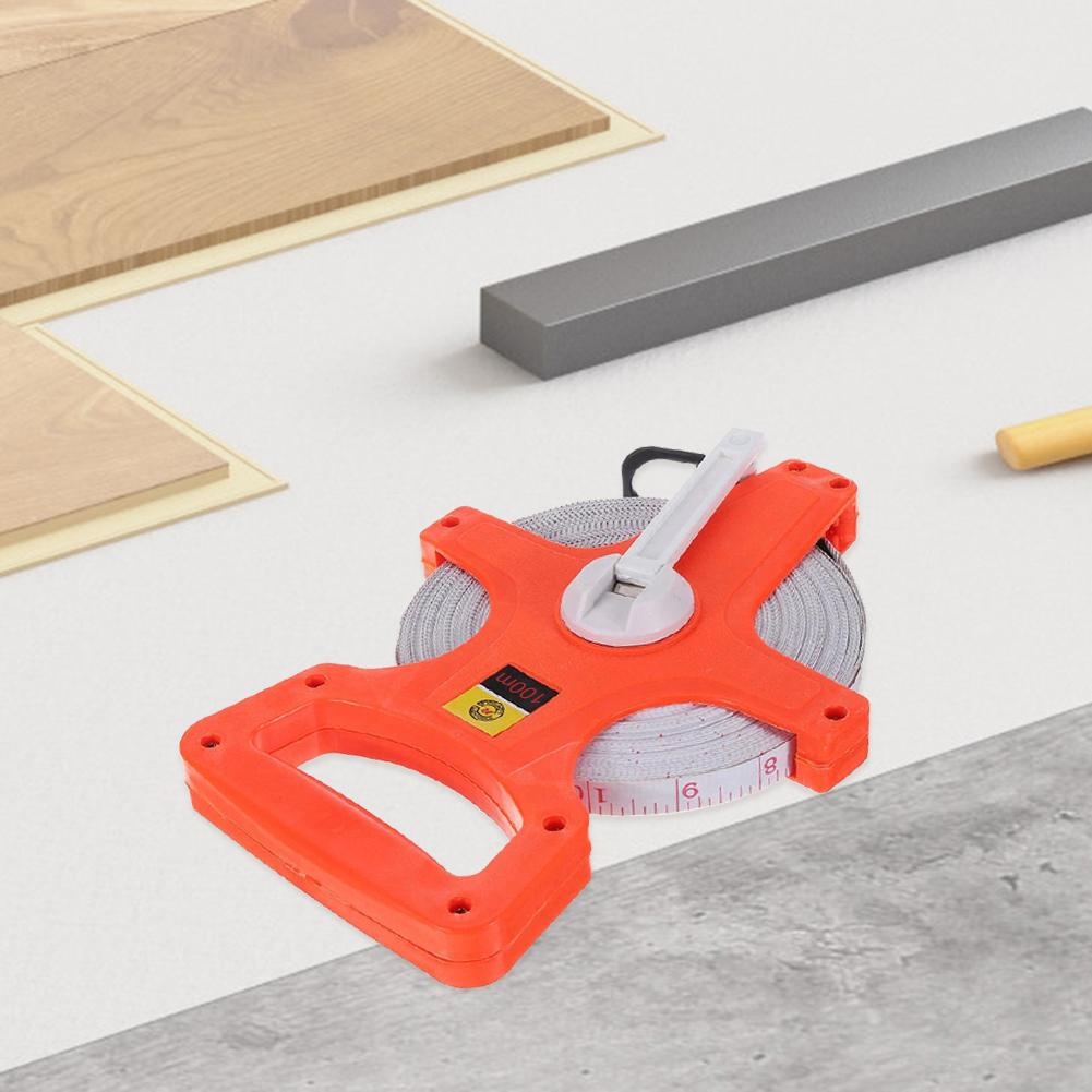 100 Meters Open Reel Fiberglass Measure Tape Depth Measurement Long Open Reel Measure Tape for Engineer Outdoor Athletic Field