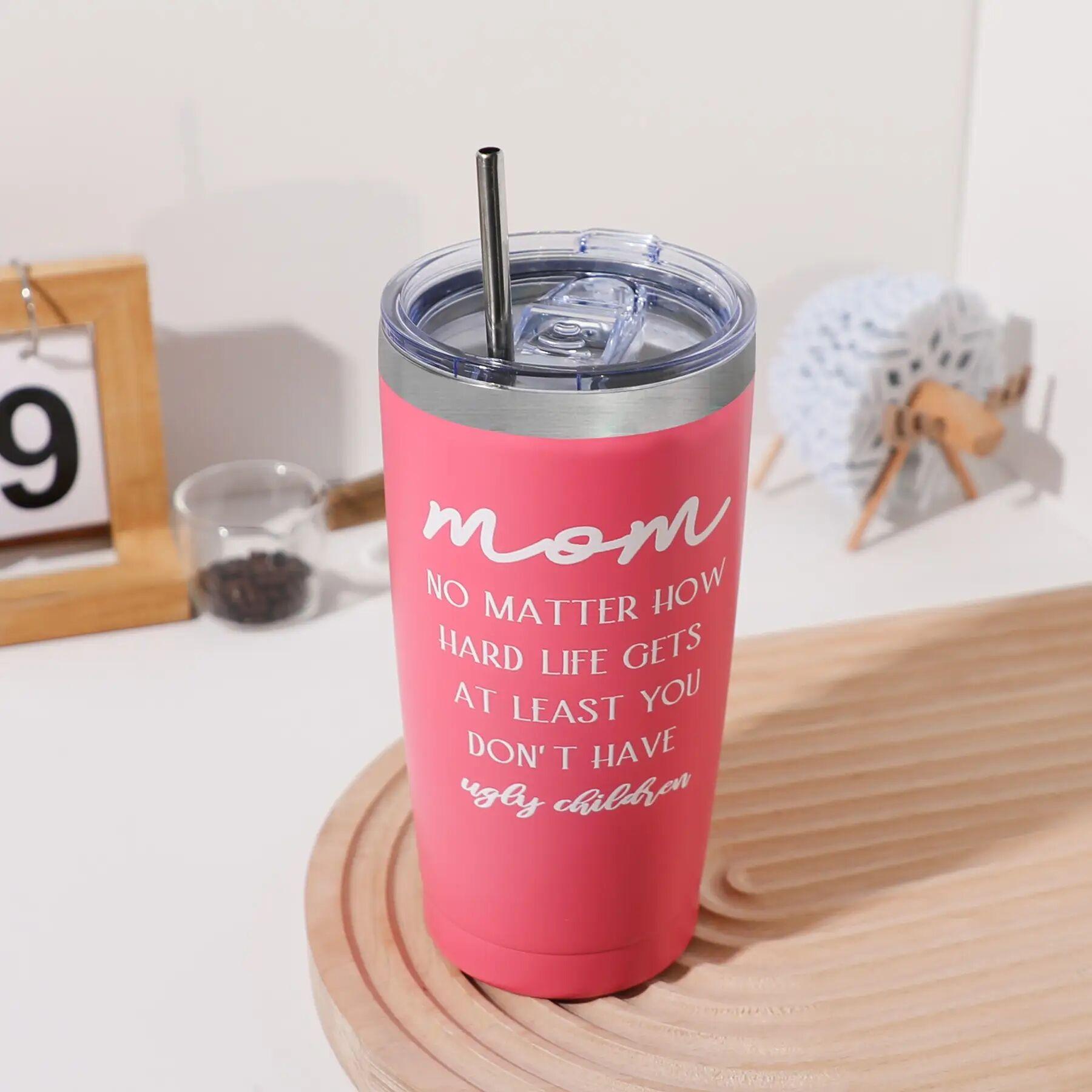 

1pc-Insulated stainless steel tumbler travel coffee cup 17 oz for outdoor sports, fitness, car driving, travel, holiday gifts Яскраво-рожевий