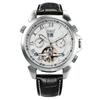 Jaragar Mechanical Watch Men Automatic Gold Mens Watches Top Brand Luxury Tourbillon Calendar Leather Belt Male Clocks Relojes