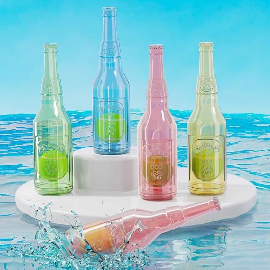 Dog Water Bottle Toy Interactive Dog Chew Toy Plastic Squeaky Bottle Teething Toy with Tennis Ball for Aggressive Chewers