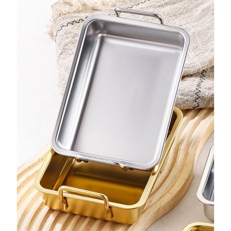 Practical Rectangular Cake Tins Efficient Stainless Steel Oven Tray For Roasting Baking Healthy And Rusts Resistant