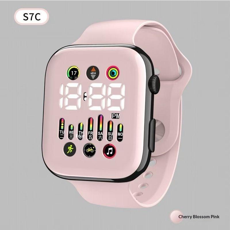 Electronic Watch Hollow Week Digital Sports Student LED Electronic Watch Couple Hollow Color Screen Watch Week Square Electronic Watch