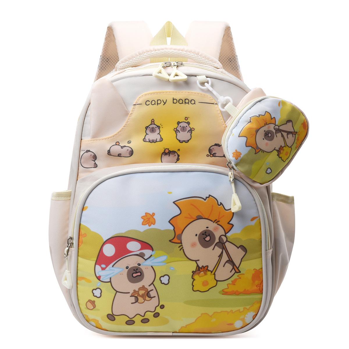 

School bag new kapibalala cloth bag boys and girls cute cartoon school bag boys and girls бежевий