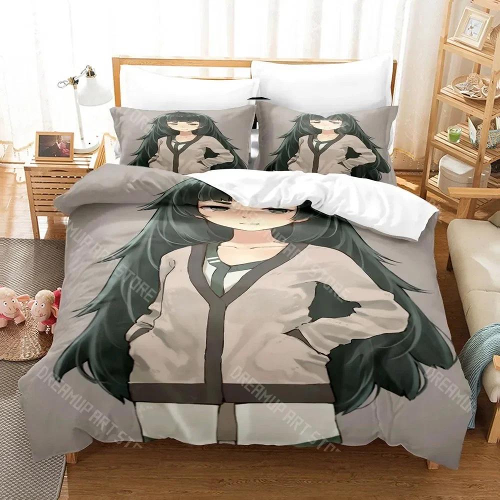Kawaii Steins Gate Bedding Set Single Twin Full Queen King Size Bed Set Aldult Kid Bedroom 3D Anime Bed Sheet Set
