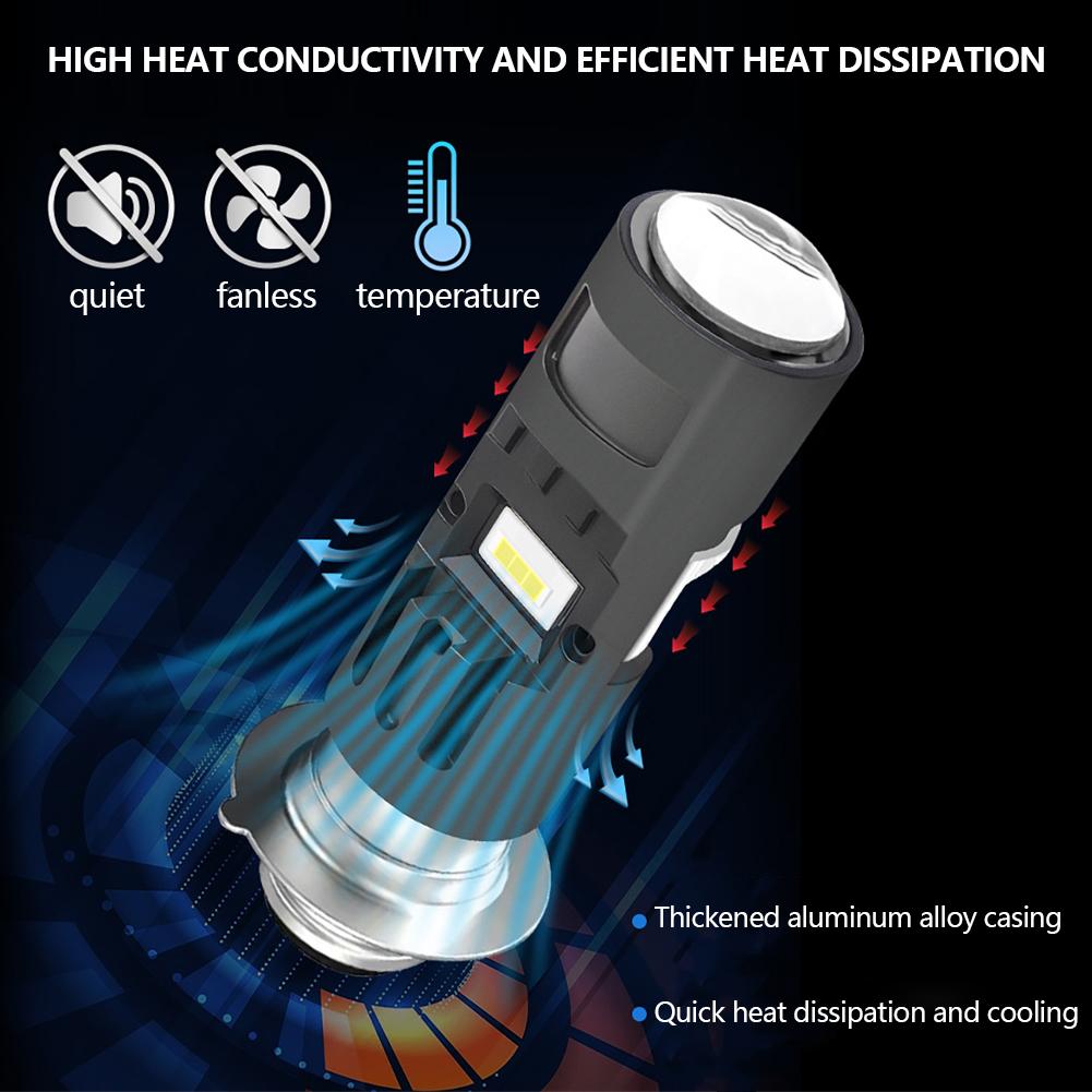 6000Lumen P15D H4 Motorcycle LED Spot Light Aluminum Alloy Lens Headlight Scooter Motorbike Bulb Dual Color DRL Hi/Lo Beam Light