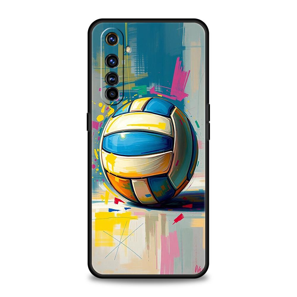 Volleyball Painted Soft TPU For Realme 9 10 11 12 13 C21 C25 C35 GT2 GT3 GT5 GT6 C63 C67 C55 C53 Pro 5G Shockproof Phone Case