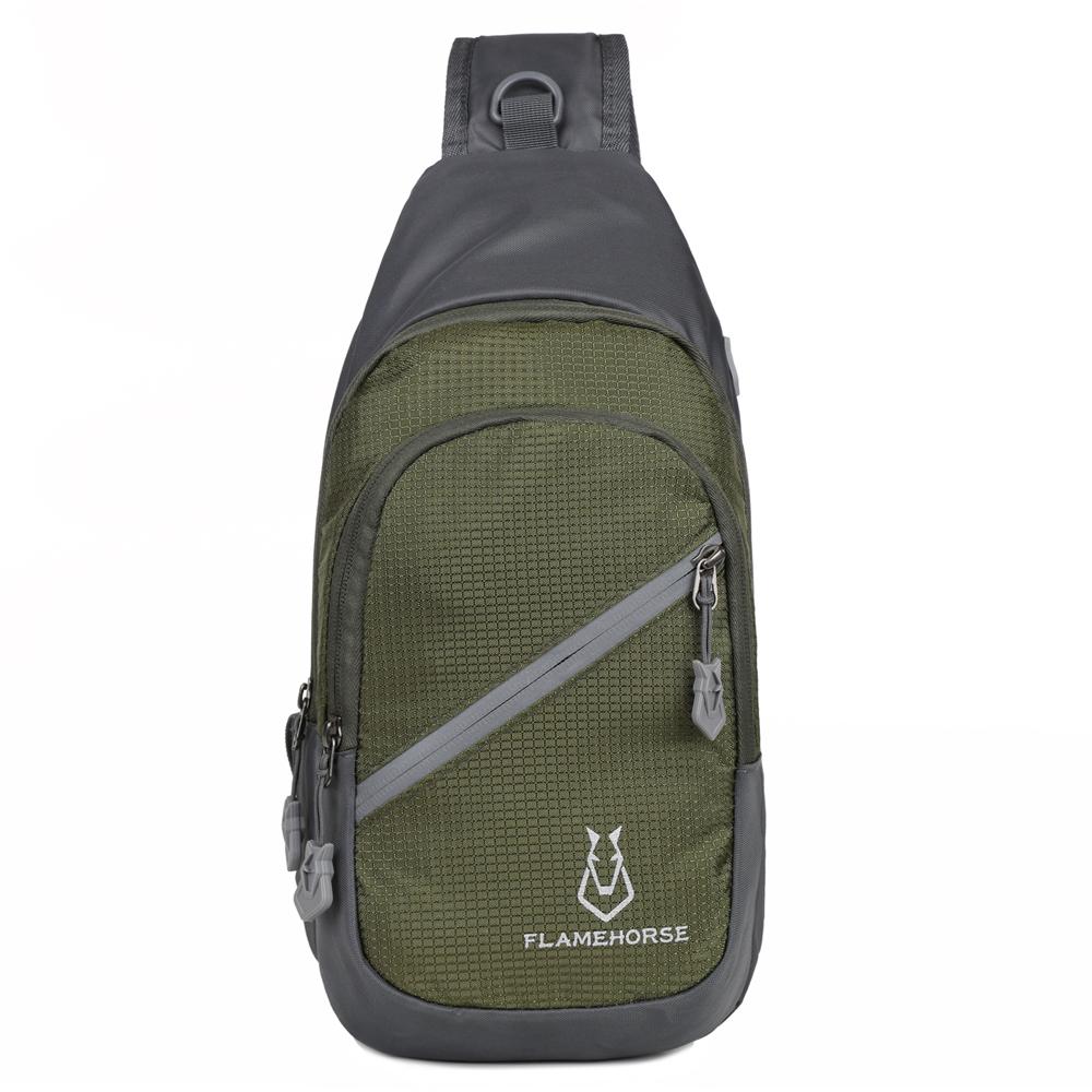 

Сумка через плечо Сверхлегкая водостойкая нейлоновая сумка через плечо на груди с отверстием для наушников армия зеленый