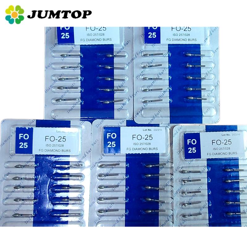50pcs Dental High Speed Burs High Speed Handpiece Turbine Diamond Burs Diamond Polishing Tooth Preparation Dentist Material