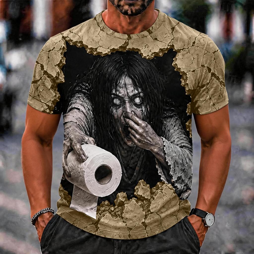 Men's Funny Halloween Printed T-Shirt for Costume Party
