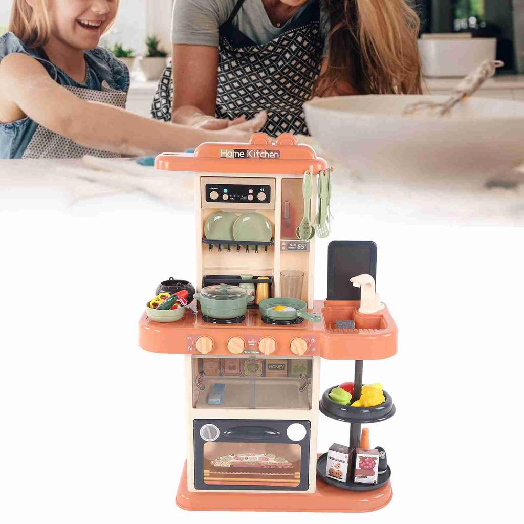 Set Jucării de Gătit cu Spray de Bucătărie Simulare pentru Copii Jucărie Ustensilă de Bucătărie pentru Joc de Rol pentru Copii(Roșu-brun )
