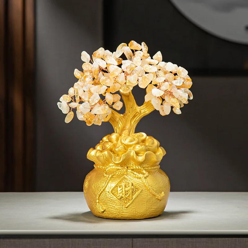 1pc Resin Money Tree Ornament Feng Shui Accessories Wealth Absorbing Ornaments Store Front Desk Decoration Promotion Gift